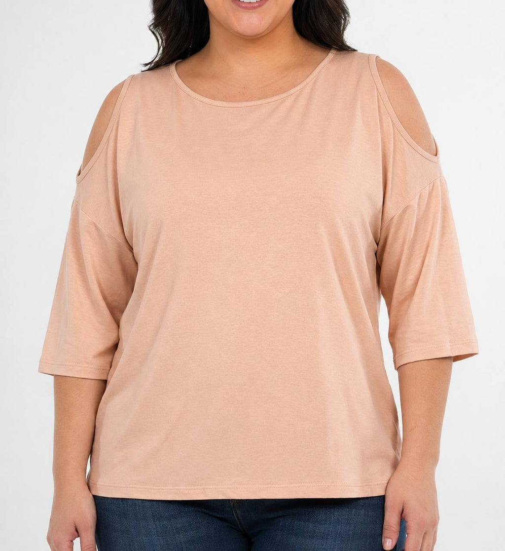 White Mark Plus Cold Shoulder Scoop Neck Tunic Top Rose Gold XL NWT $52