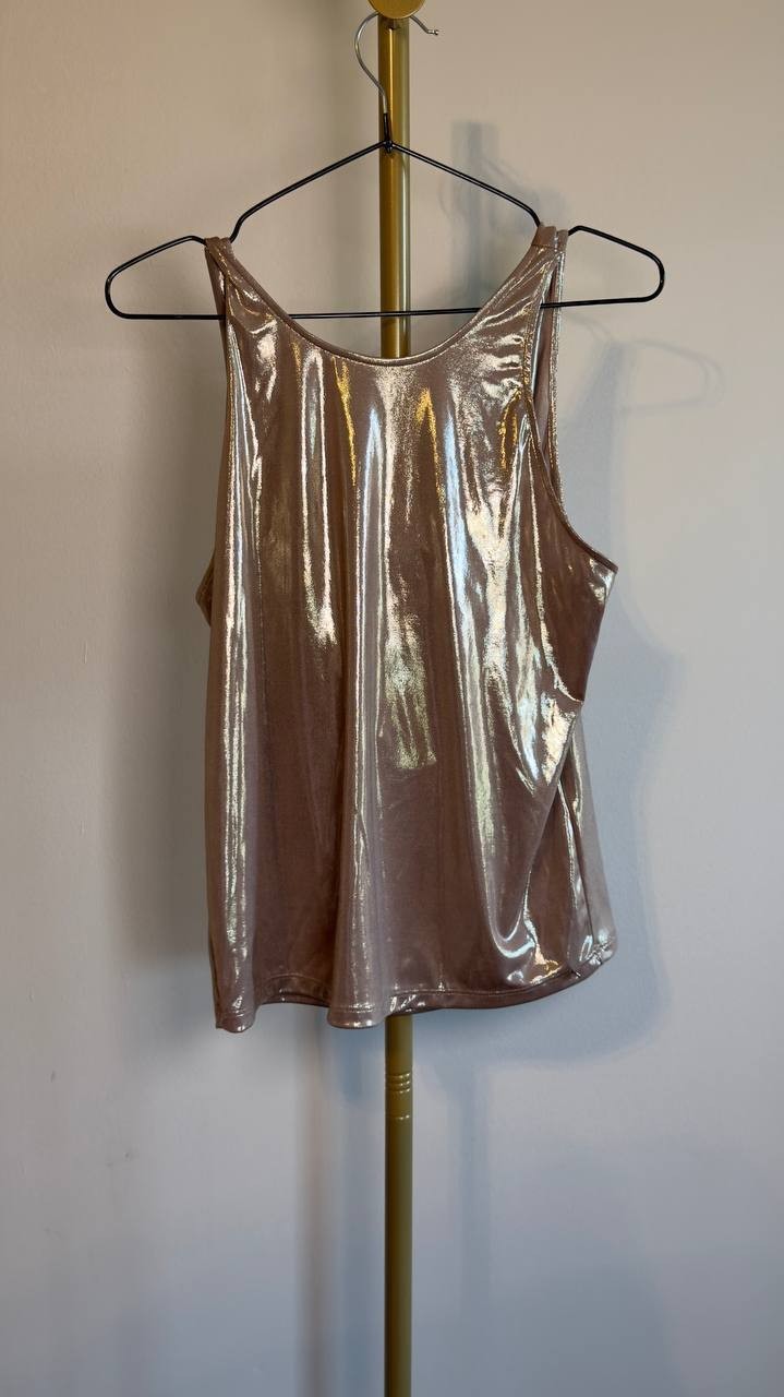 BOSS Orange Esarah Metallic Scoop‑Neck Tank Beige M NWT $79