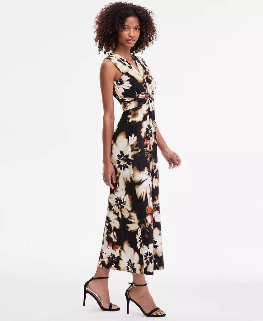 Anne Klein Petite Printed Twist-Front Maxi Dress Black Multi PXS NWT $119