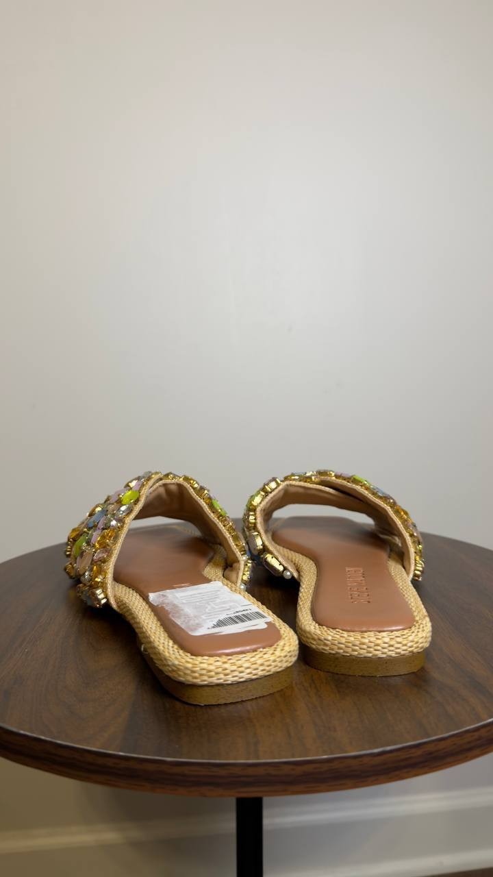 Steve Madden Slide Sandals Gold Multi 6 New $109.00