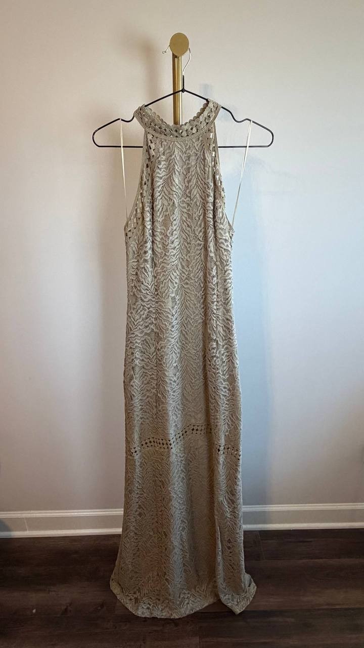 Guess Bodycon Lace Maxi Dress Green Size M NWT $178