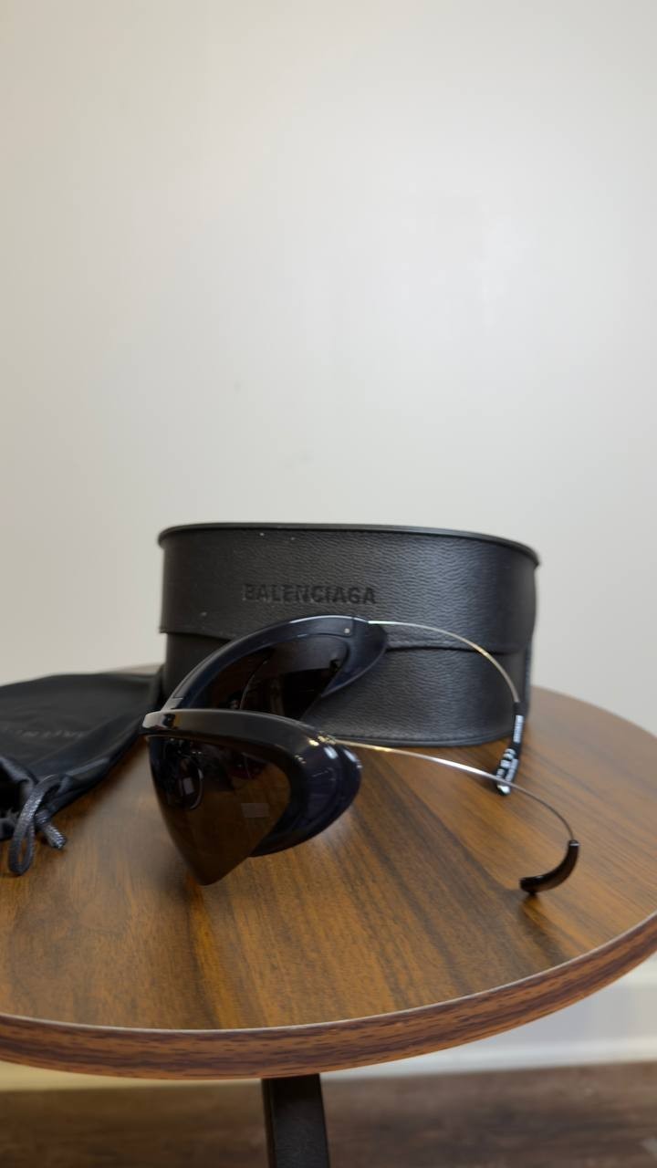 Balenciaga Shield Sunglasses Black/Silver/Grey OS NWOT $840.00