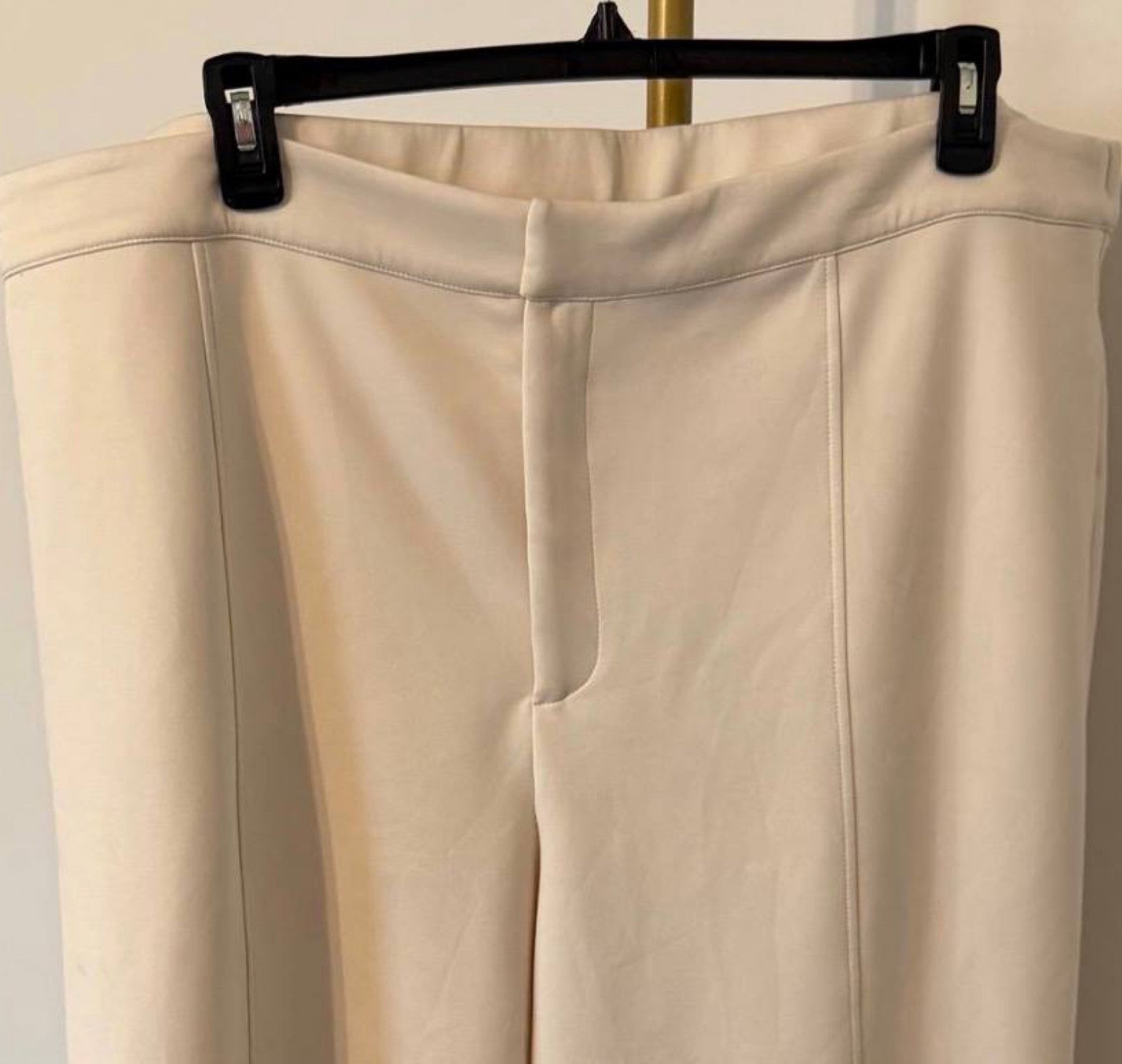 Nina Parker Scuba Straight‑Leg  Pants BEIGE Size 18W pre-owned Modern Chic