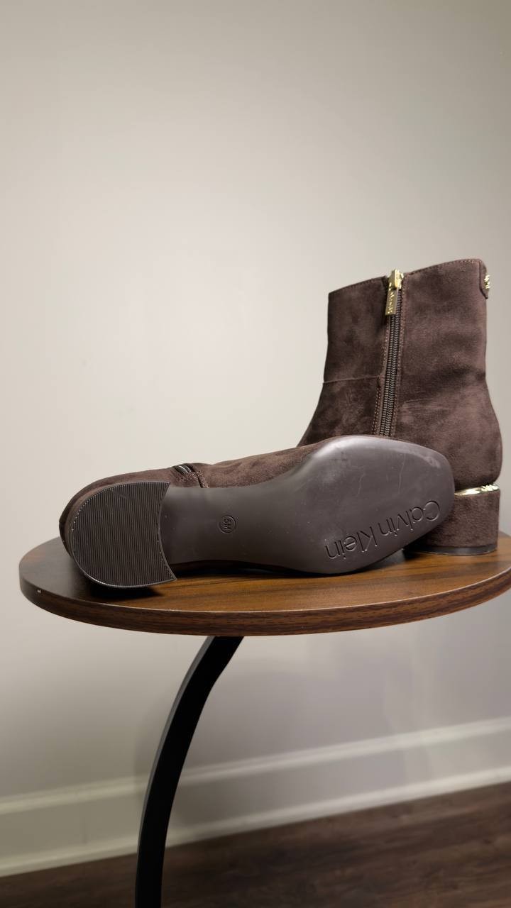 Calvin  Klein  Parry   Ankle  Booties  Brown  Man‑Made  5M  New  $129