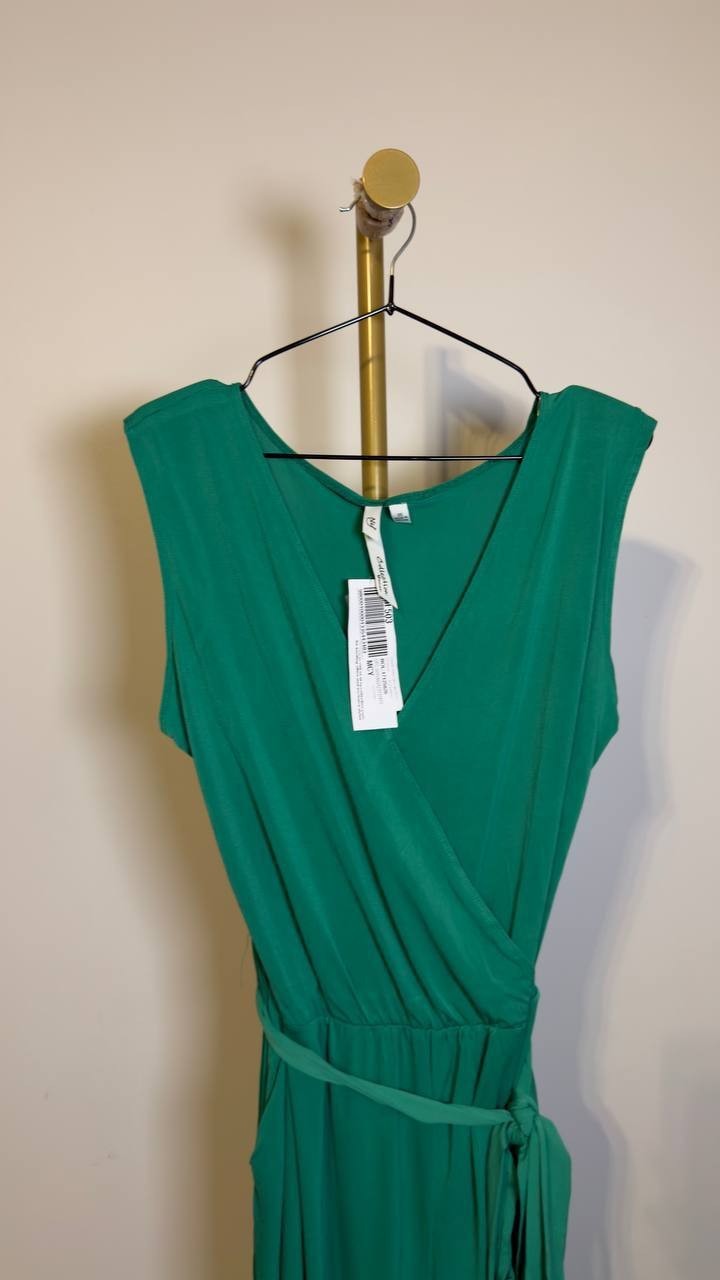 NY Collection Plus Sleeveless Surplice Belted Jumpsuit Green 3X NWT $70
