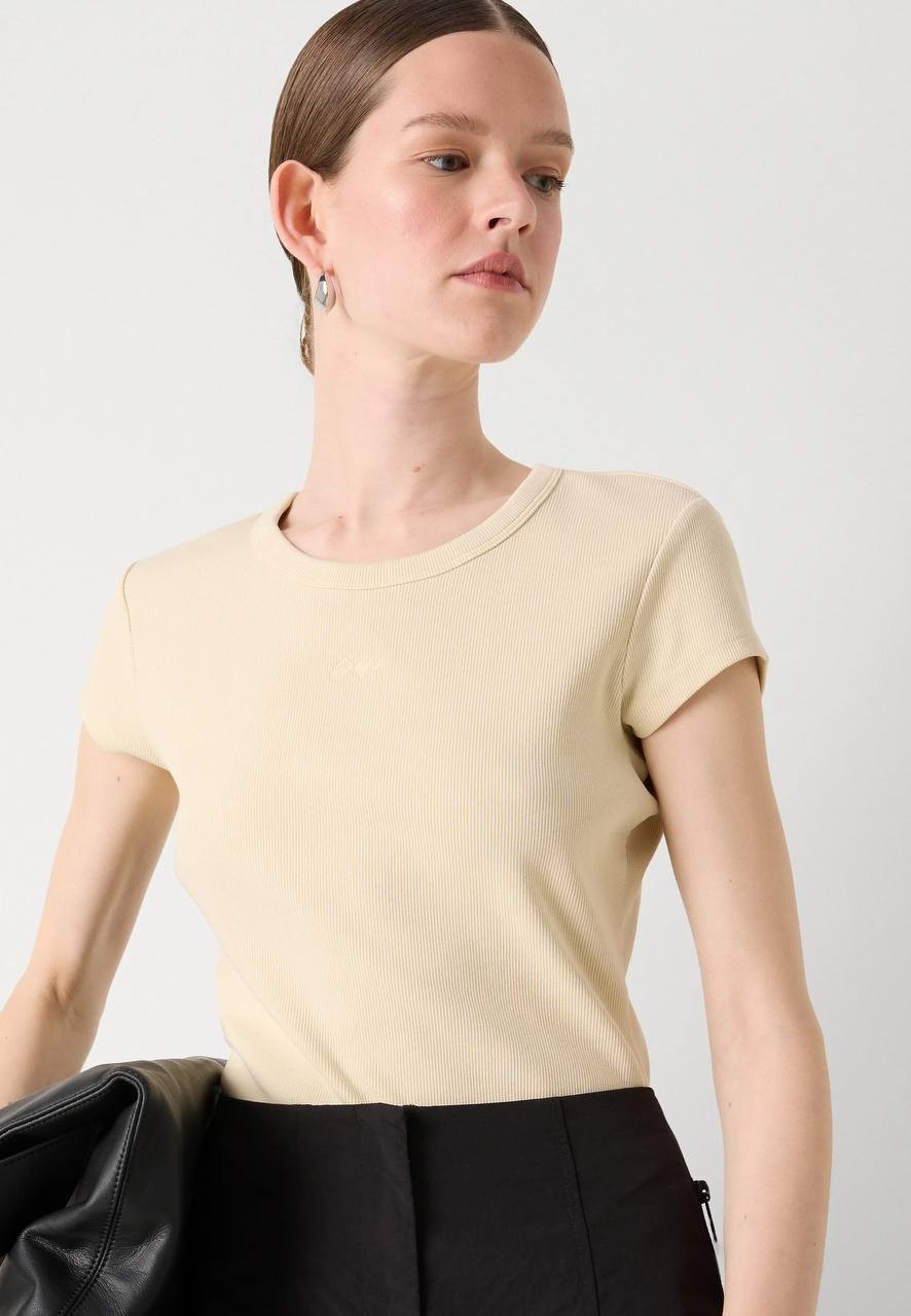 BOSS Women’s ESIMA Print T-Shirt Open Beige S $68 NWT