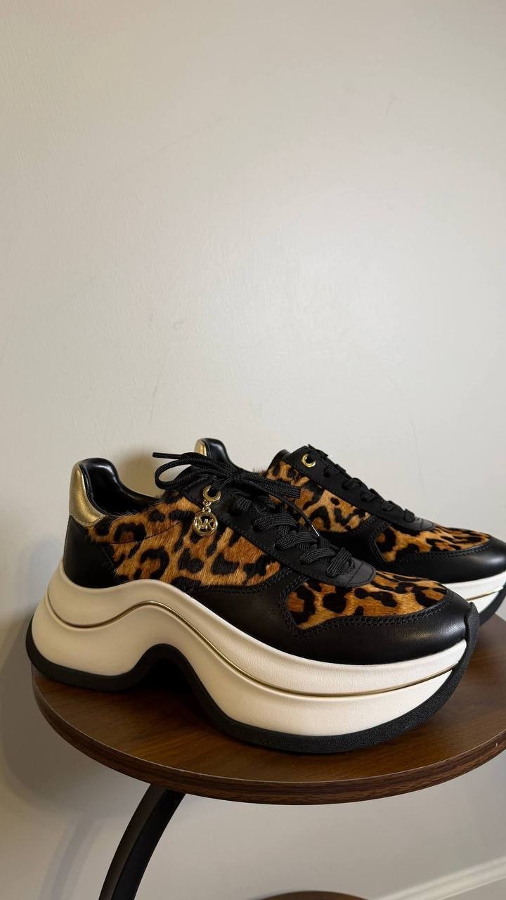 Michael Michael Kors Leopard Leather/Calf Hair Trainers 8M New in Box MSRP $195