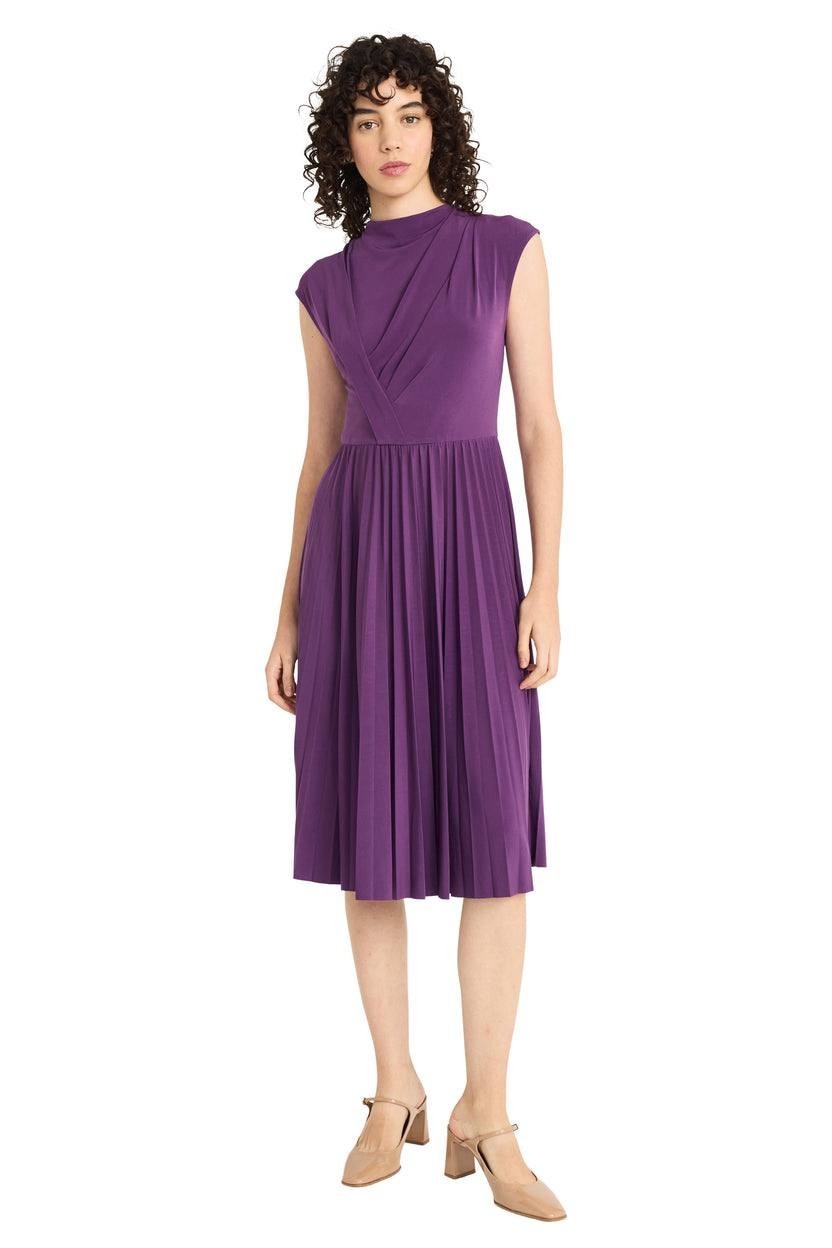 Maggy London Women’s Pleated Draped-Bodice Midi Dress Purple 2 $148 NWT