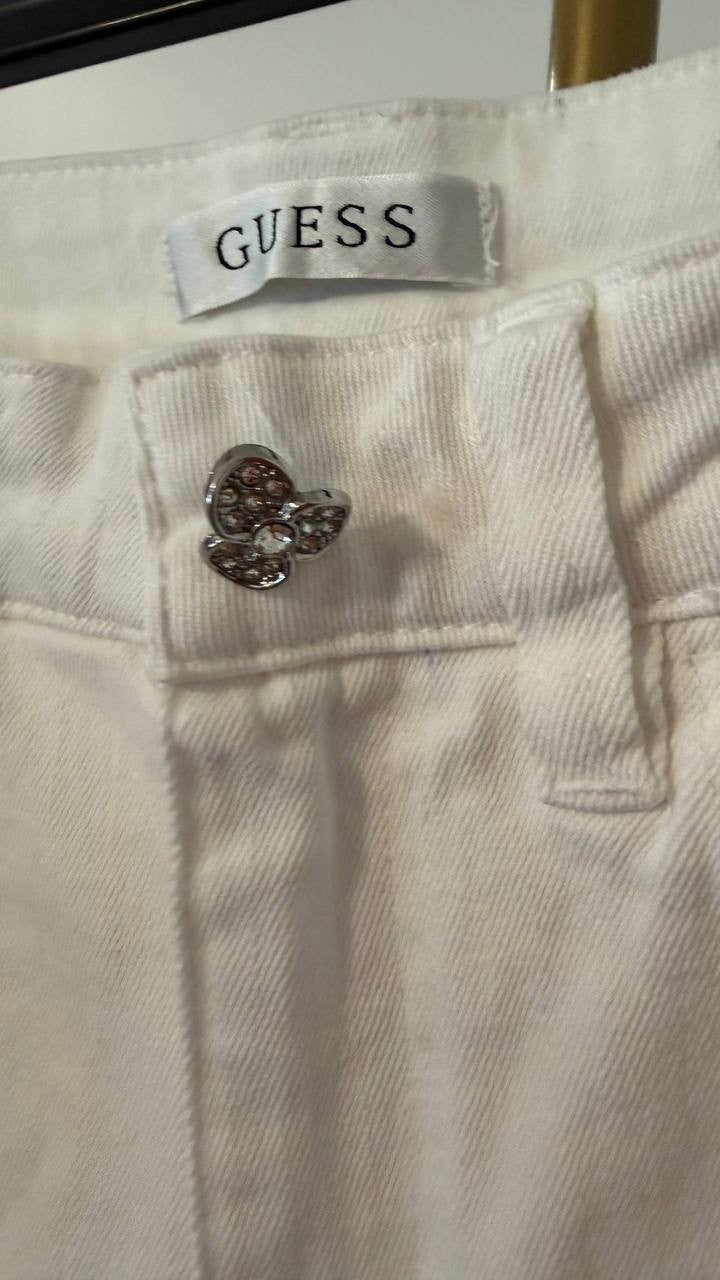Guess Mardi Wide Leg Jeans Cotton White 24x32 NWT MSRP $138