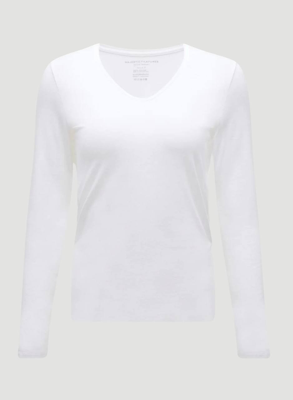 Majestic Filatures Women’s Soft Touch Long Sleeve T‑Shirt White 2 NWT $138