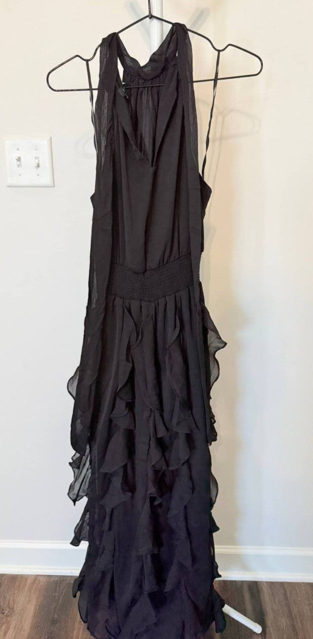 STATE – Black Halter Neck Maxi Dress – Size L – New