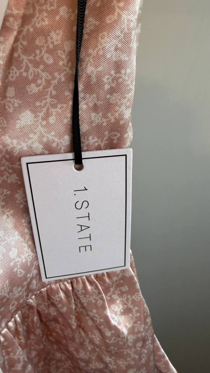 1.State Women’s Printed Peplum Top Pink M $79 NWT