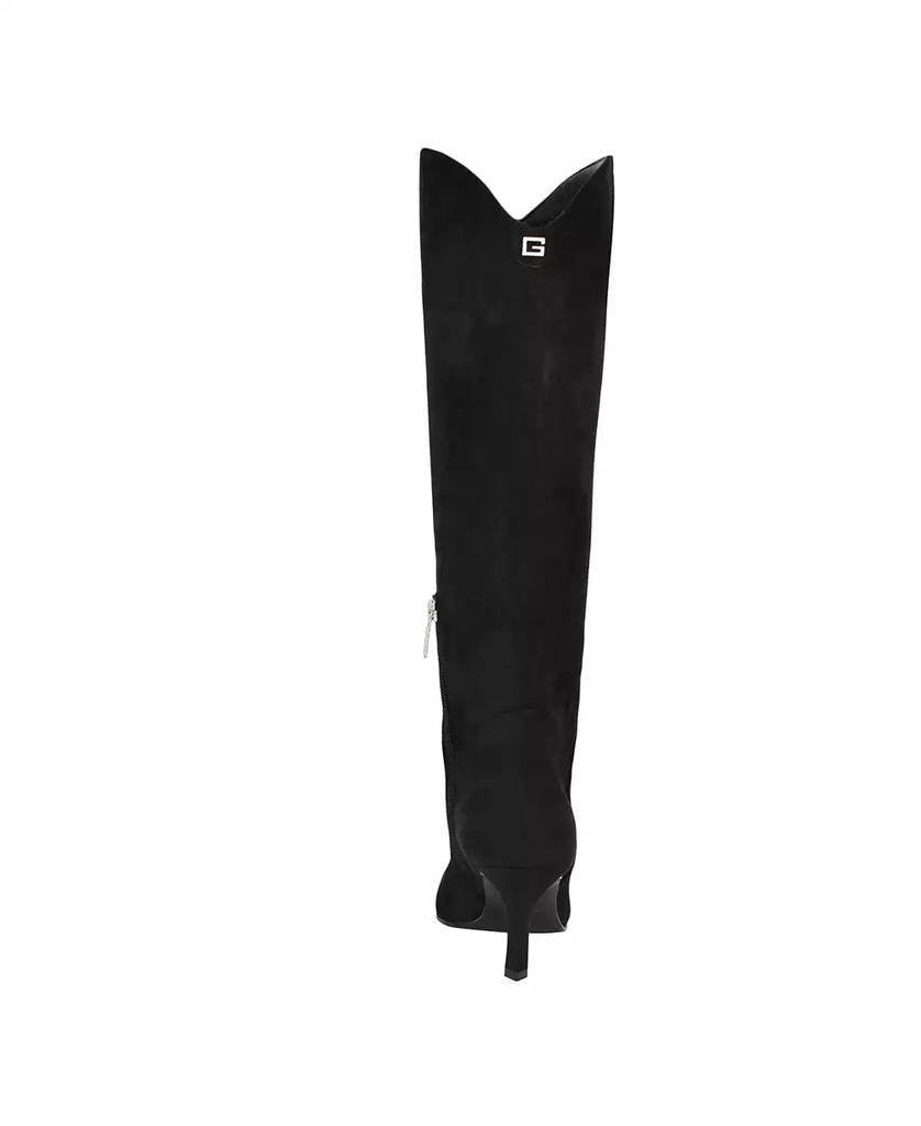 GUESS Palisa Wide Calf Tall Kitten Heel Boots Black 7,5M Suede $179 NWB