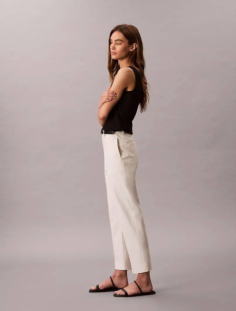 Calvin Klein Cotton Stretch Chino Pants, Straight Fit, Size 6, Tofu Chic