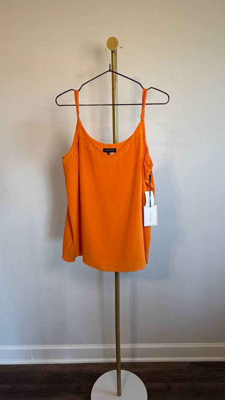 1.STATE Chiffon Inset Tank Russet Orange XL NWT $39