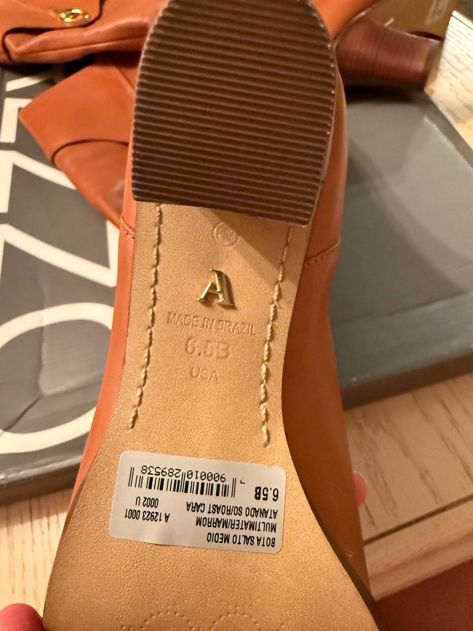 Arezzo Brown Leather Knee-High Boots 9.5B Gold Bit Detail, New with Box