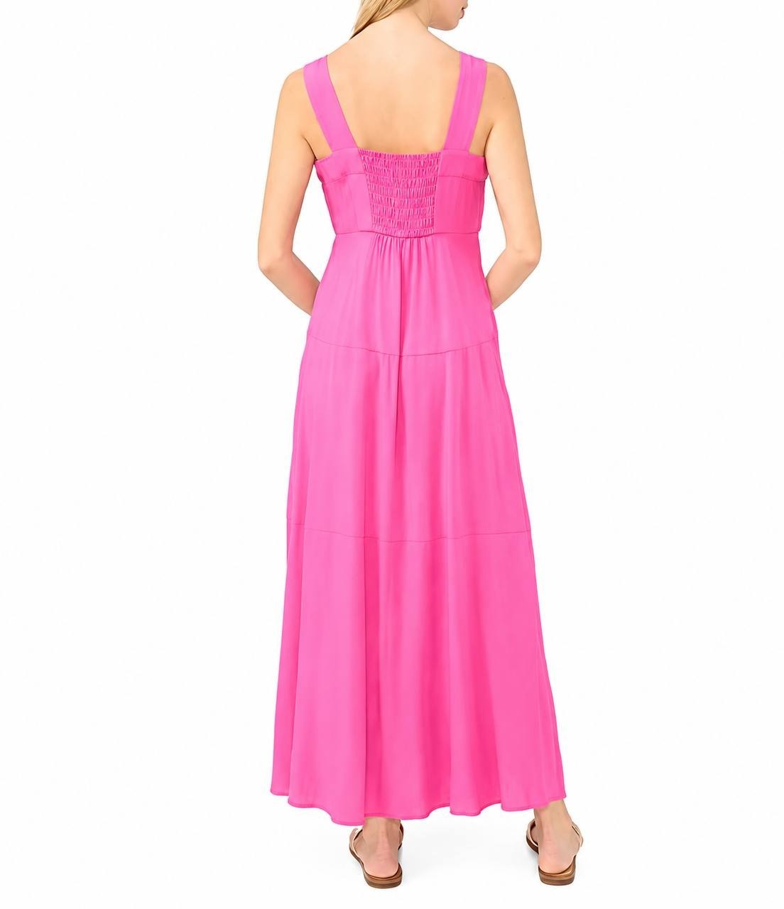 Vince Camuto Square Neck Smocked Back Maxi Dress M Plush Pink NWT $69