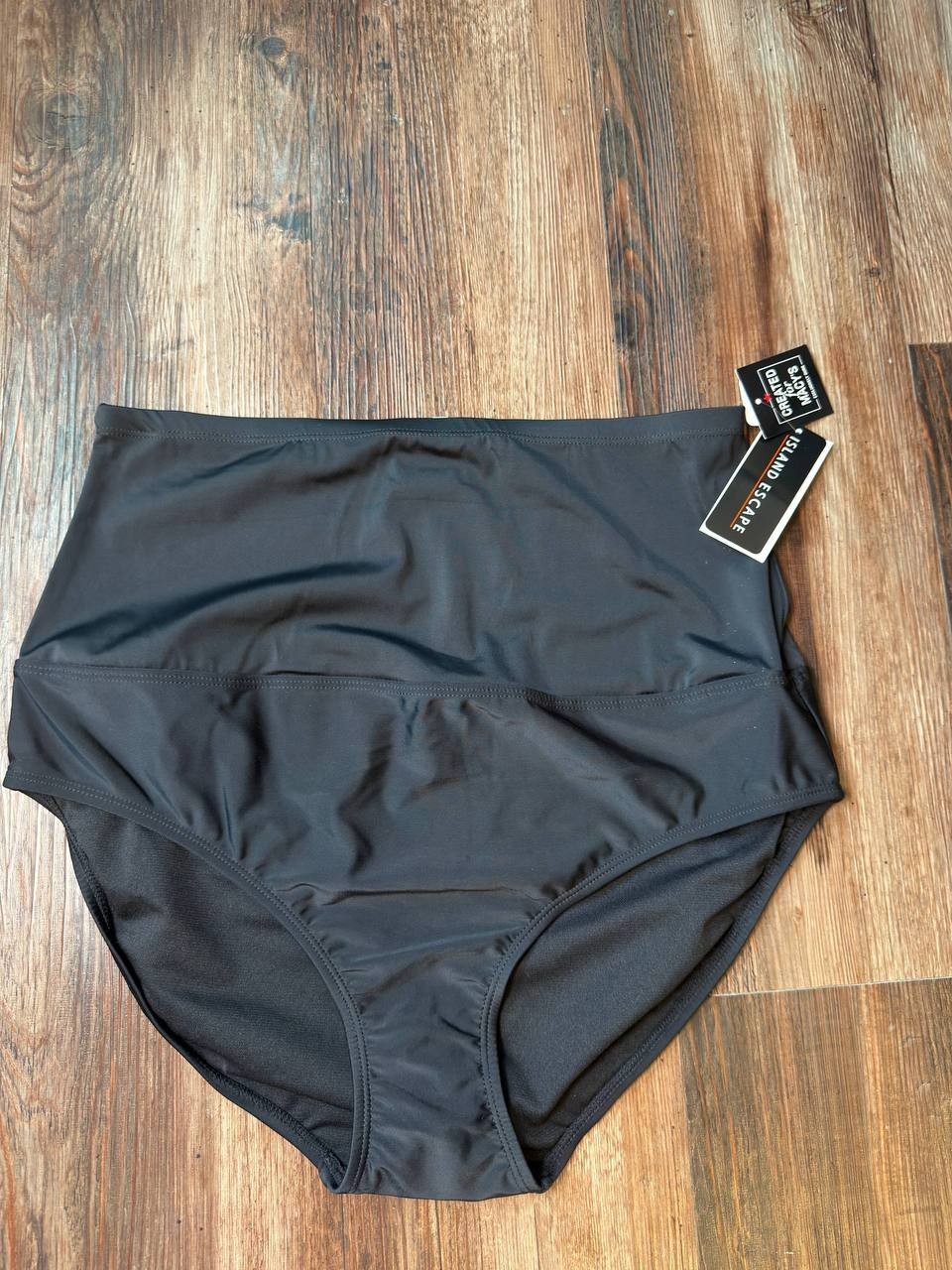 Island Escape High-Waist Tummy Control Bikini Bottoms Black 14 NWT $34.99