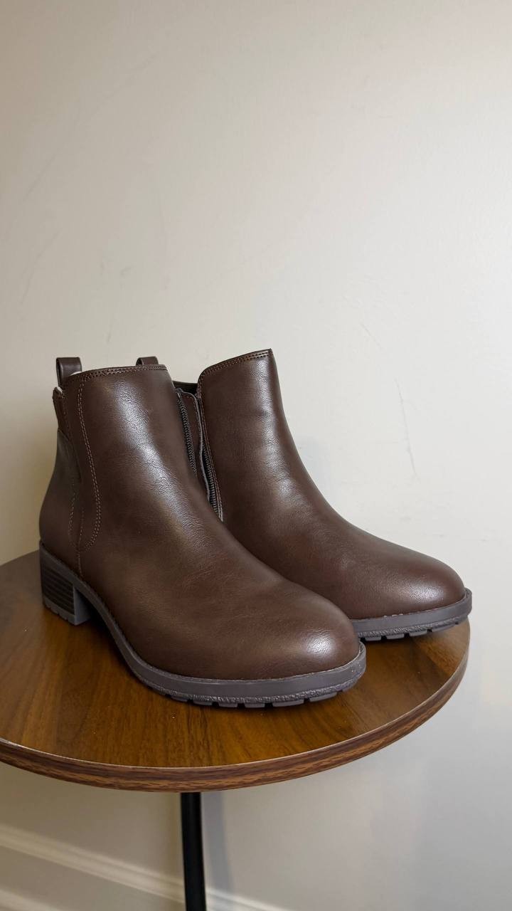 Style&Co Dark Roast Man‑Made Lug Booties 7.5M New in Box MSRP $69.90
