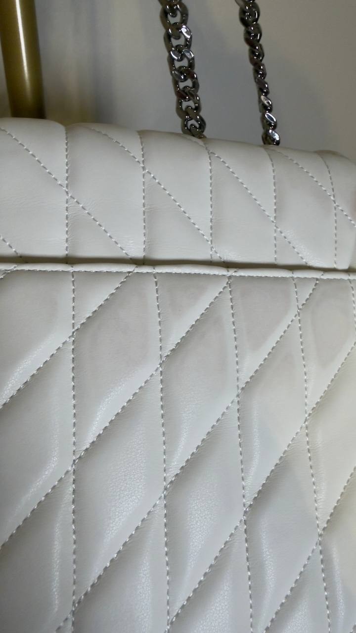 Karl Lagerfeld Paris Lafayette Lamb Leather Shoulder Bag White NWT