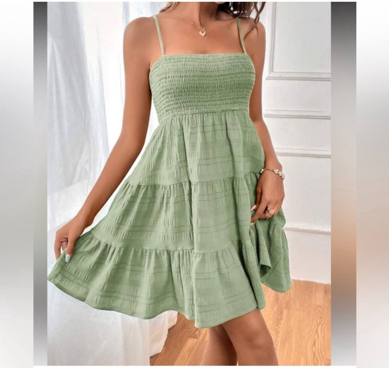 Hippie Rose Smocked Tiered Sundress Green 100% Cotton XL NWT Boho Chic