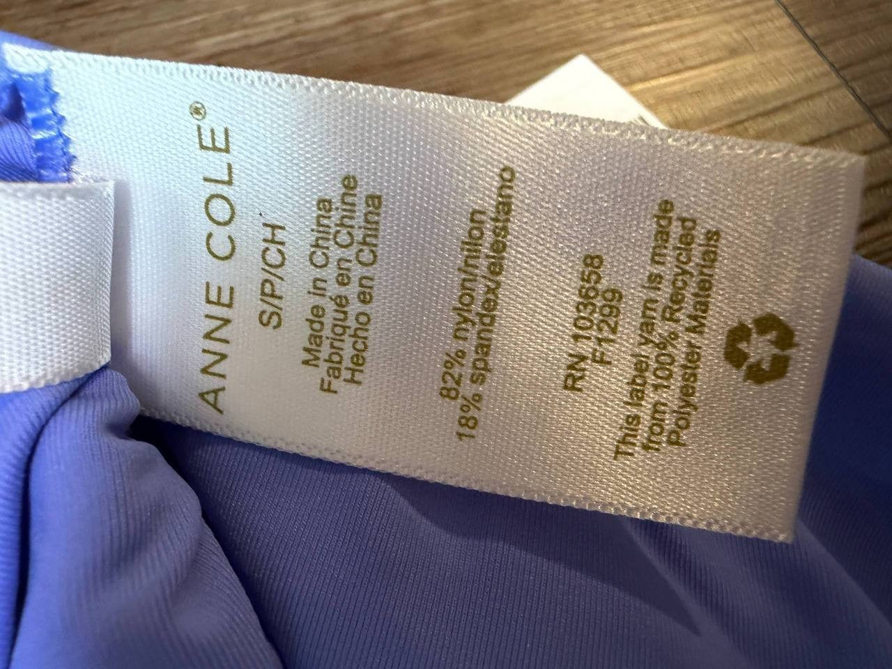 Anne Cole Periwinkle Convertible High Waist Shirred Swim Bottom S NWT $56