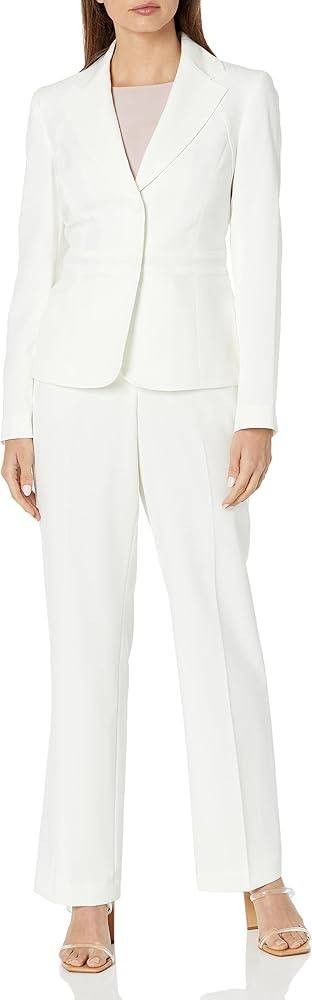 Le Suit Petite Jacket & Pant Suit– Ivory– Size 12P – NWT – $225