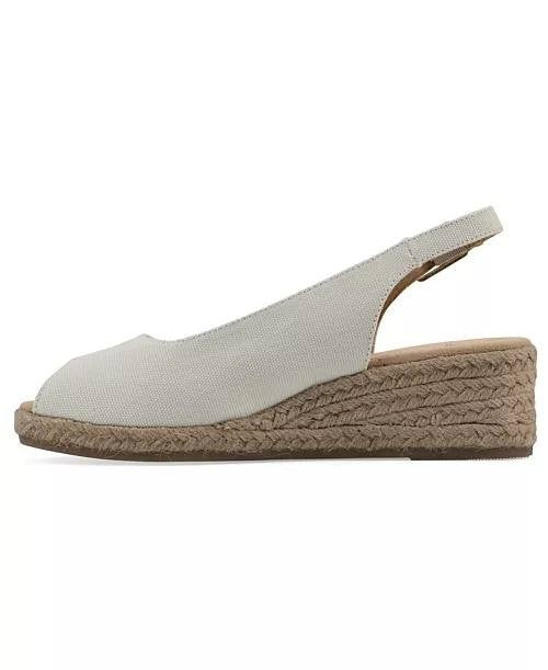 White  Mountain  Wedge  Sandals  White  Fabric  7.5W  New  $89