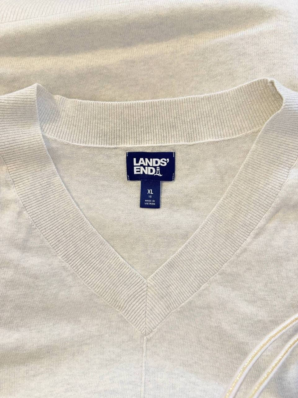 Lands’ End 100% Cotton V-Neck Sweater– Light beige – Size XL – NWOT