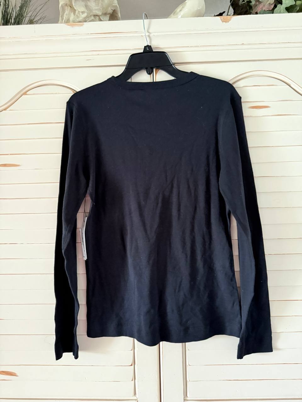 Three Dots Ribbed Crew Neck Long Sleeve Tee Black NWT - Women's Size L