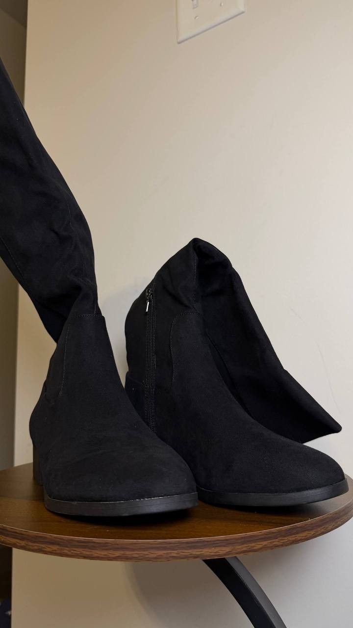 Style & Co Charmanee Tall Boots 8.5 Black Microfiber Fabric Zip NIB msrp$79.90