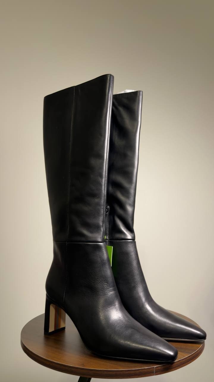 Sam  Edelman  Knee‑High  Dress  Boots  Black  Leather  7.5M  New  $200