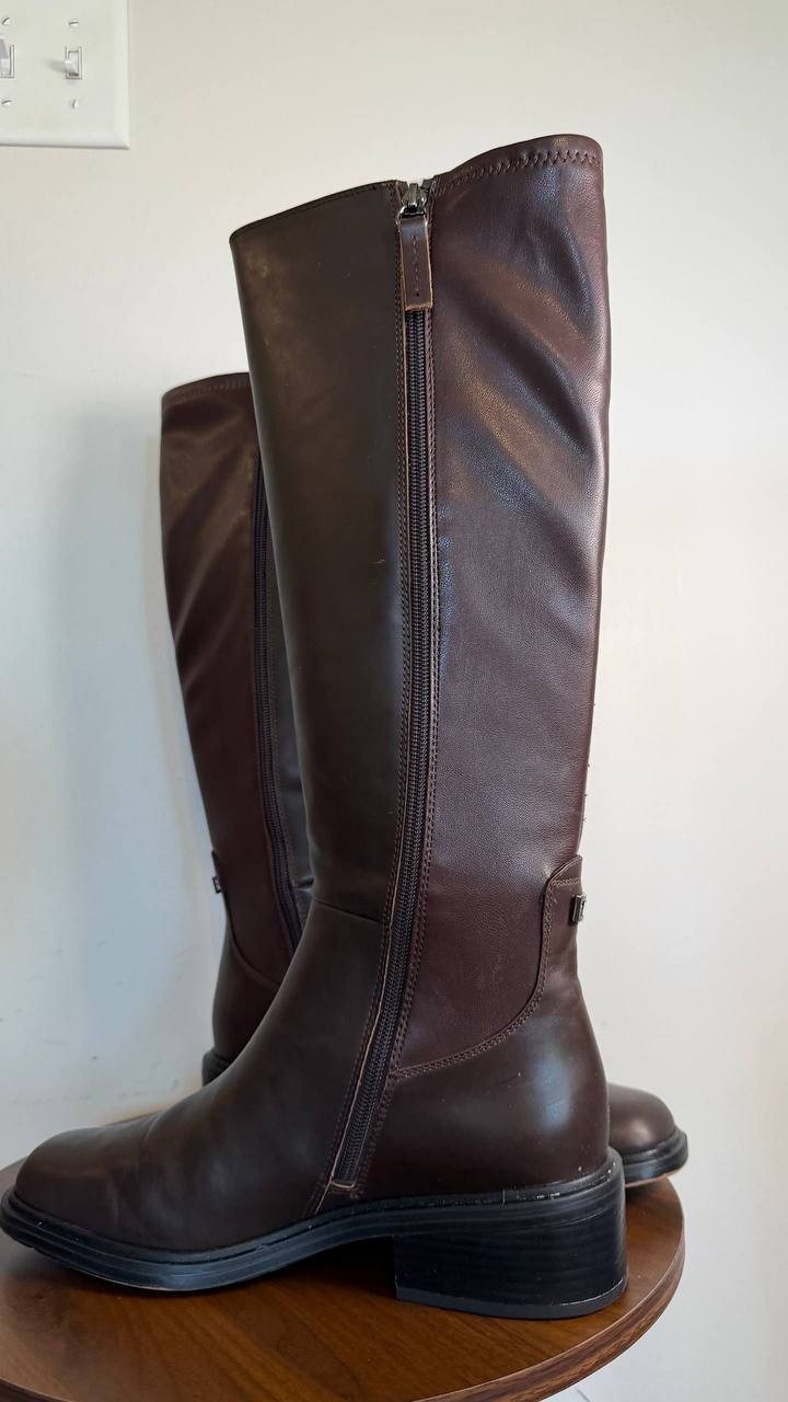 Franco Sarto Gisella Wide Calf Knee High Boots Brown 9M Leather $225 NWB