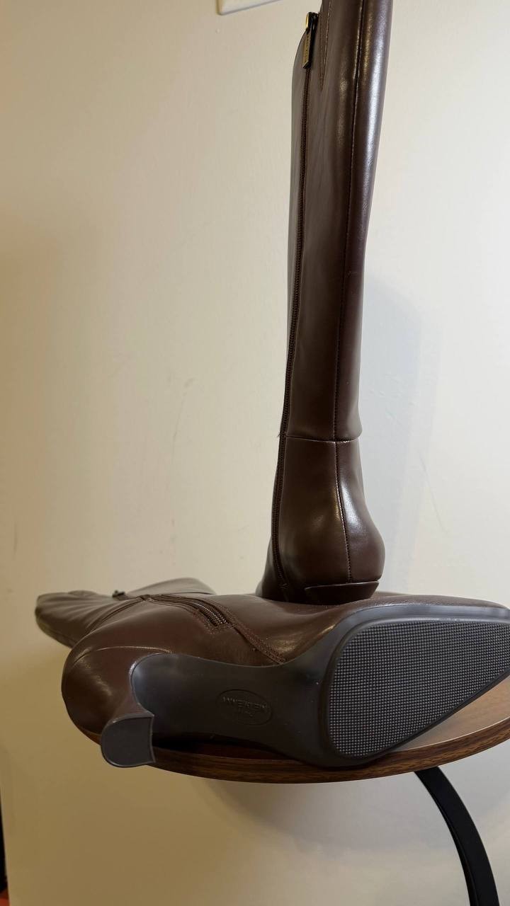 Anne Klein Perfektion Boots 6 Black Man‑Made Knee‑High Snip Toe NIB msrp$159
