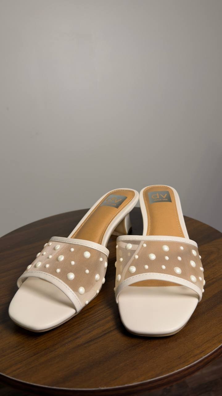 DV  Dolce  Vita  Slide  Dress  Sandals  Ivory  Pearl  7.5  New  $65