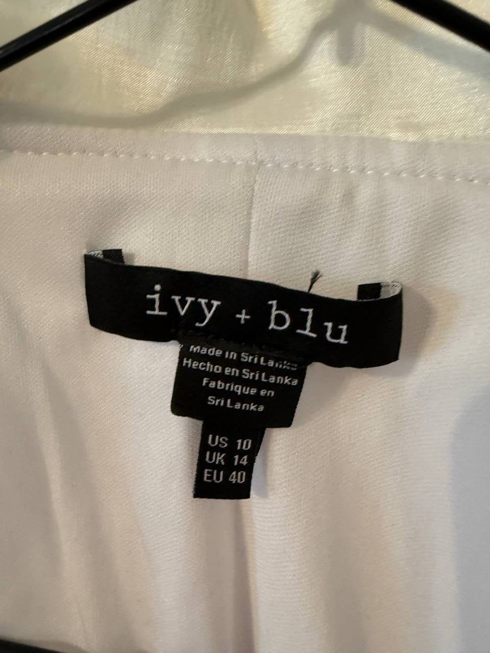 Ivy +Blu Triple‑Collar Tie‑Front Dress White size10 NWT Statement Style msrp$119