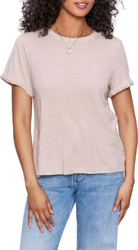 Sanctuary Perfect Roll‑Sleeve Cotton T‑Shirt – Beige – Size M – NWT – $49