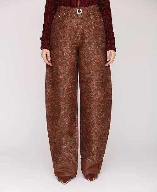 Avec Les Filles Barrel‑Leg Pants Black 30 $138 NWT Damaged Zip Fly