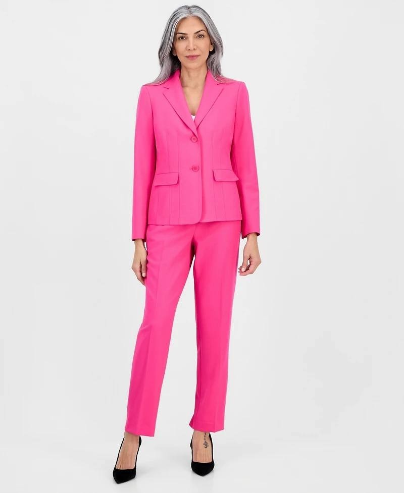 Le Suit Notch‑Lapel Mid‑Rise 2‑Piece Pantsuit 12P Lipstick NWT $235