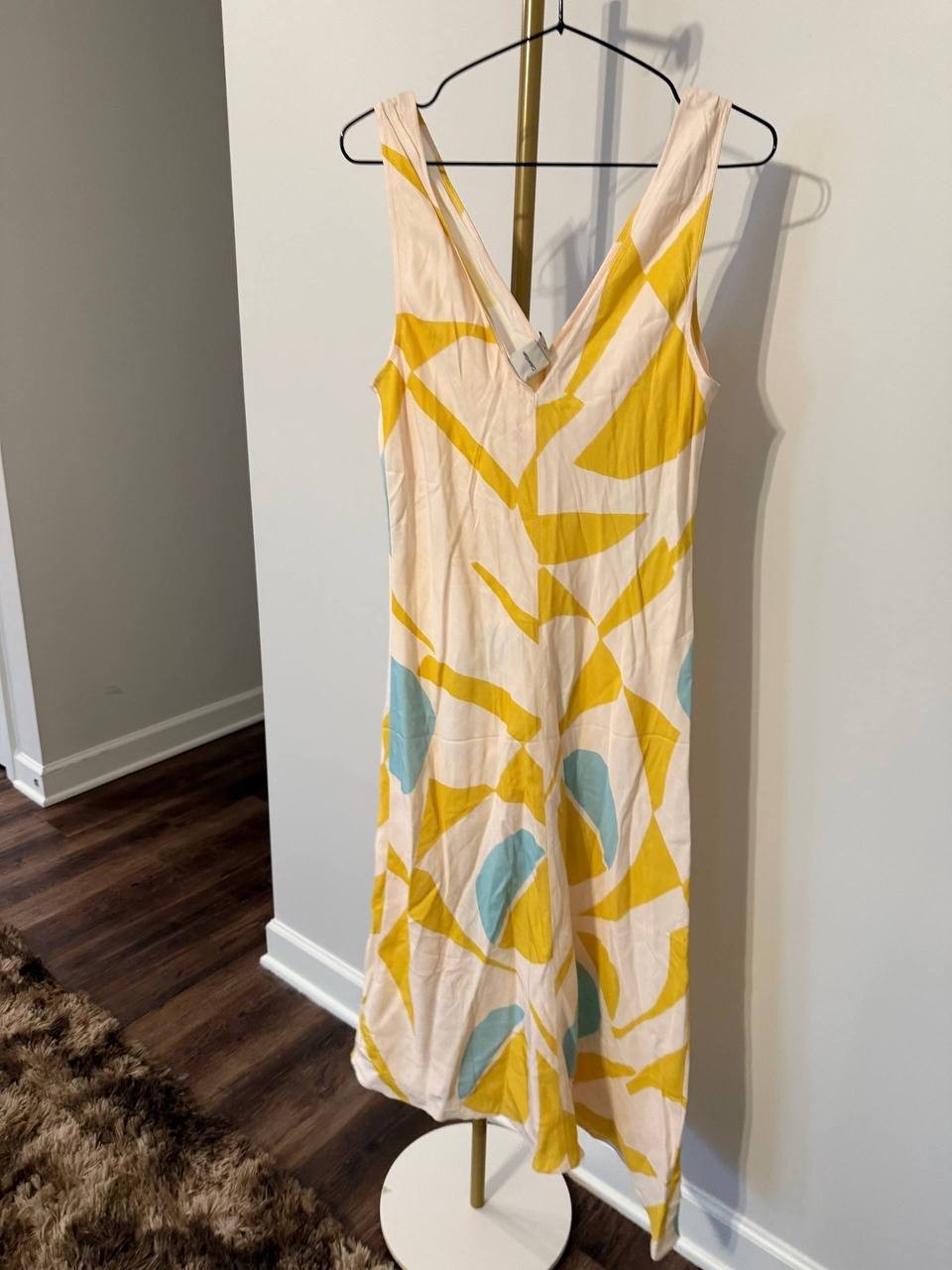 Calvin Klein Abstract Asymmetrical Midi Dress IvoryMulticolor SizeM NWT msrp$149
