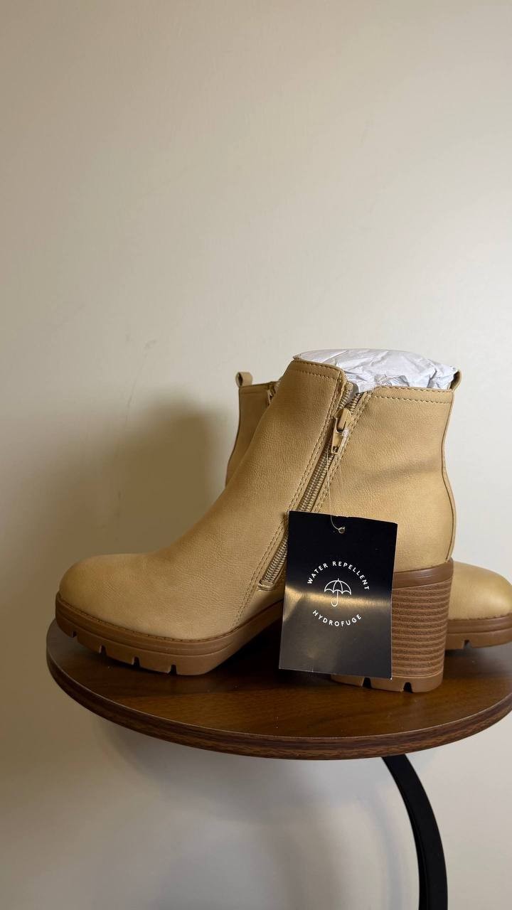 Naturalizer Madalynn Bootie 9W Sand Brown Waterproof Almond Toe Zip NIB msrp$185