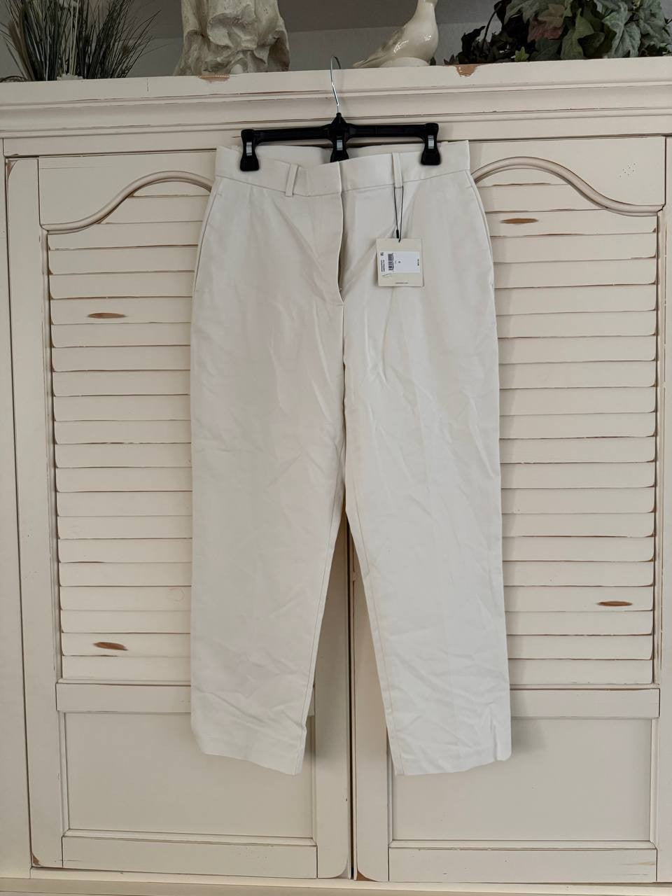 Calvin Klein Cotton Stretch Chino Pants, Straight Fit, Size 6, Tofu Chic