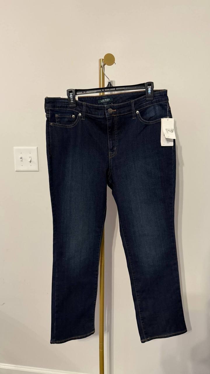 Lauren Ralph Lauren Premier Straight Jeans Cotton Khaki 14P NWT MSRP $125
