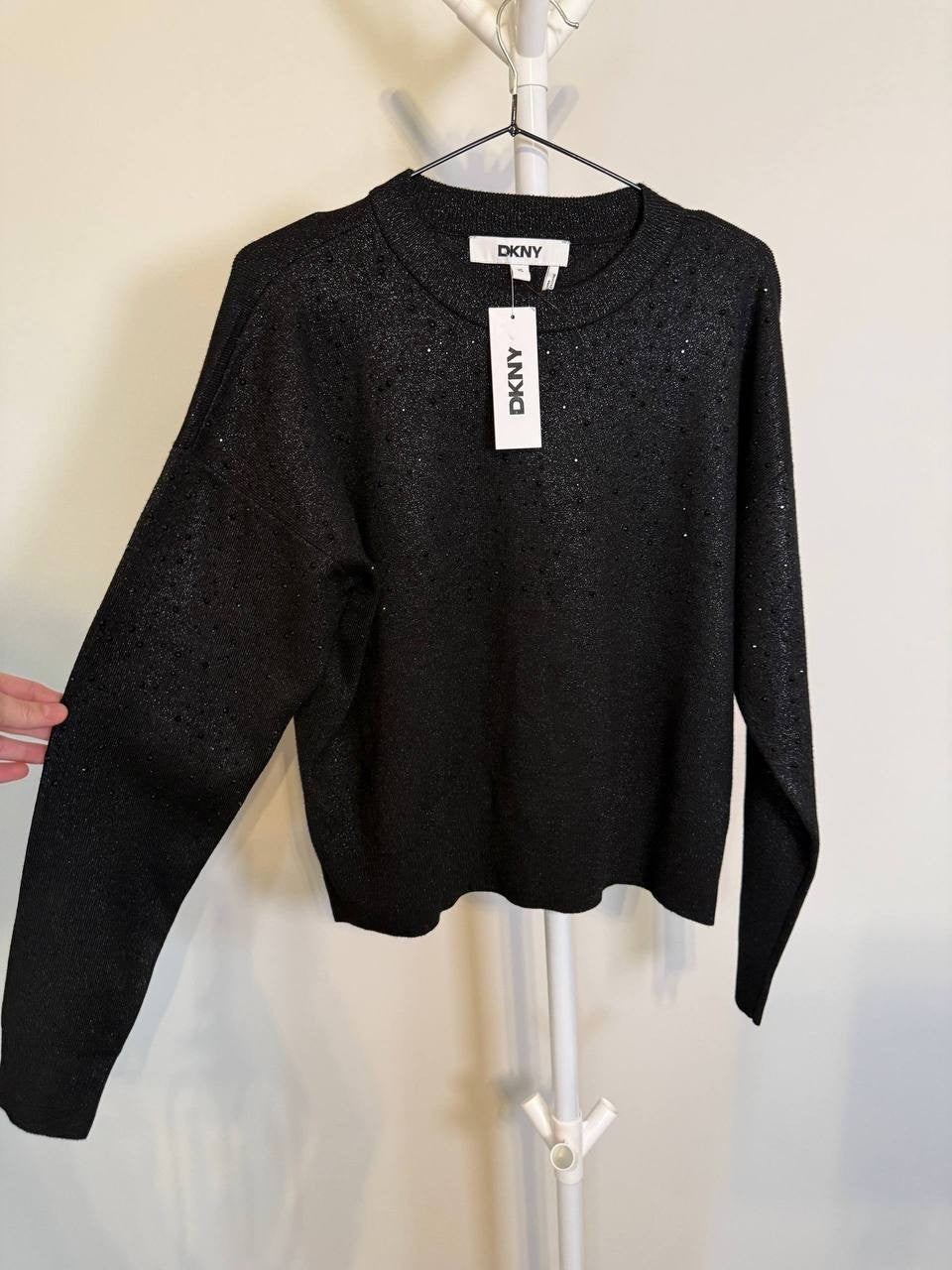 DKNY Sparkle Hotfix Long‑Sleeve Sweater – Size XS – NWT – $99