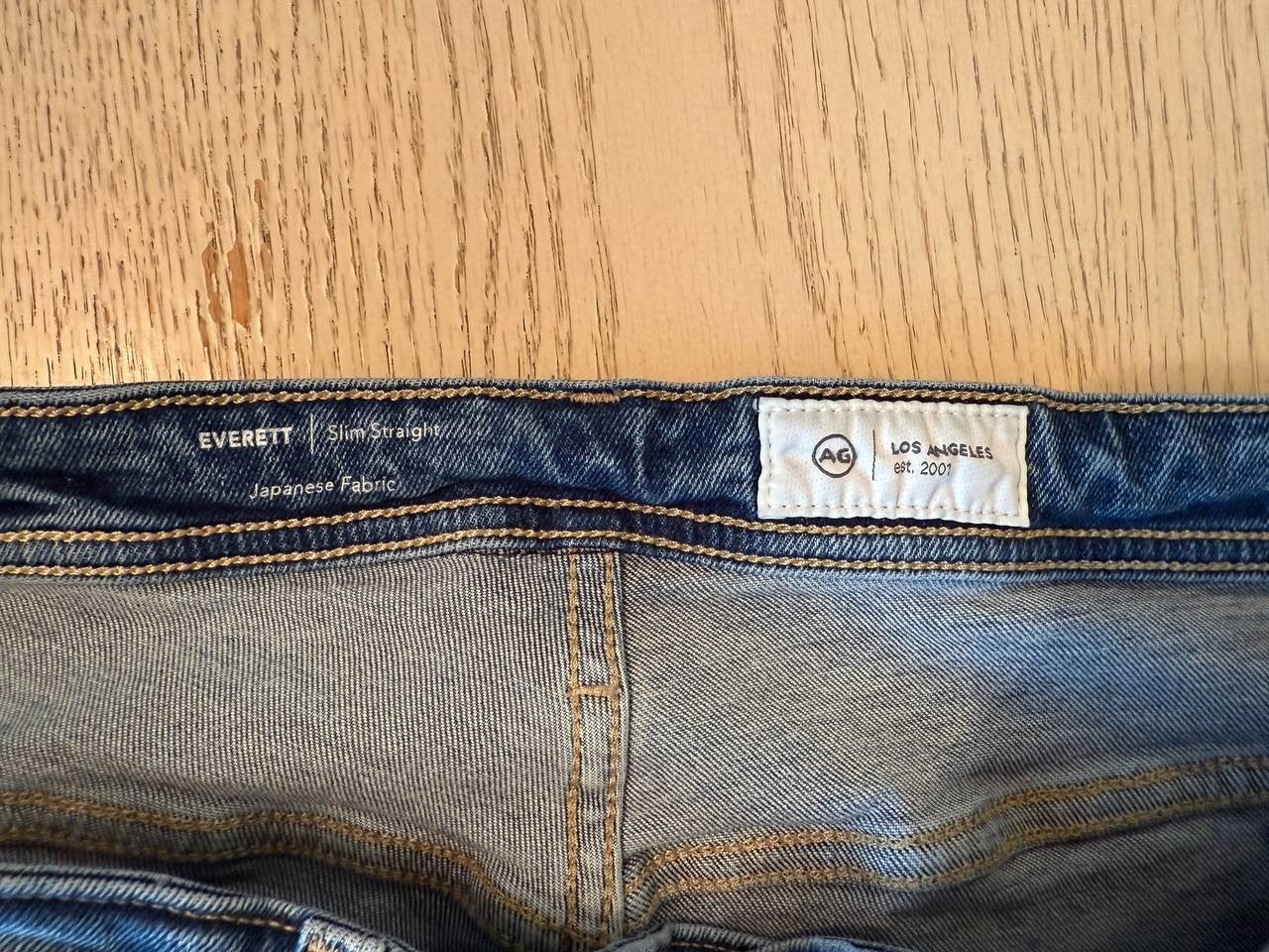 AG Everett Slim Straight Jeans 33x32 Men’s Medium Blue Wash Japanese Denim