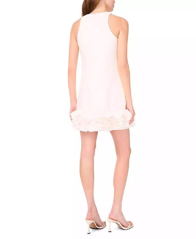 CeCe Sleeveless Ruffled‑Hem Sheath Dress White Size M NWOT MSRP$119