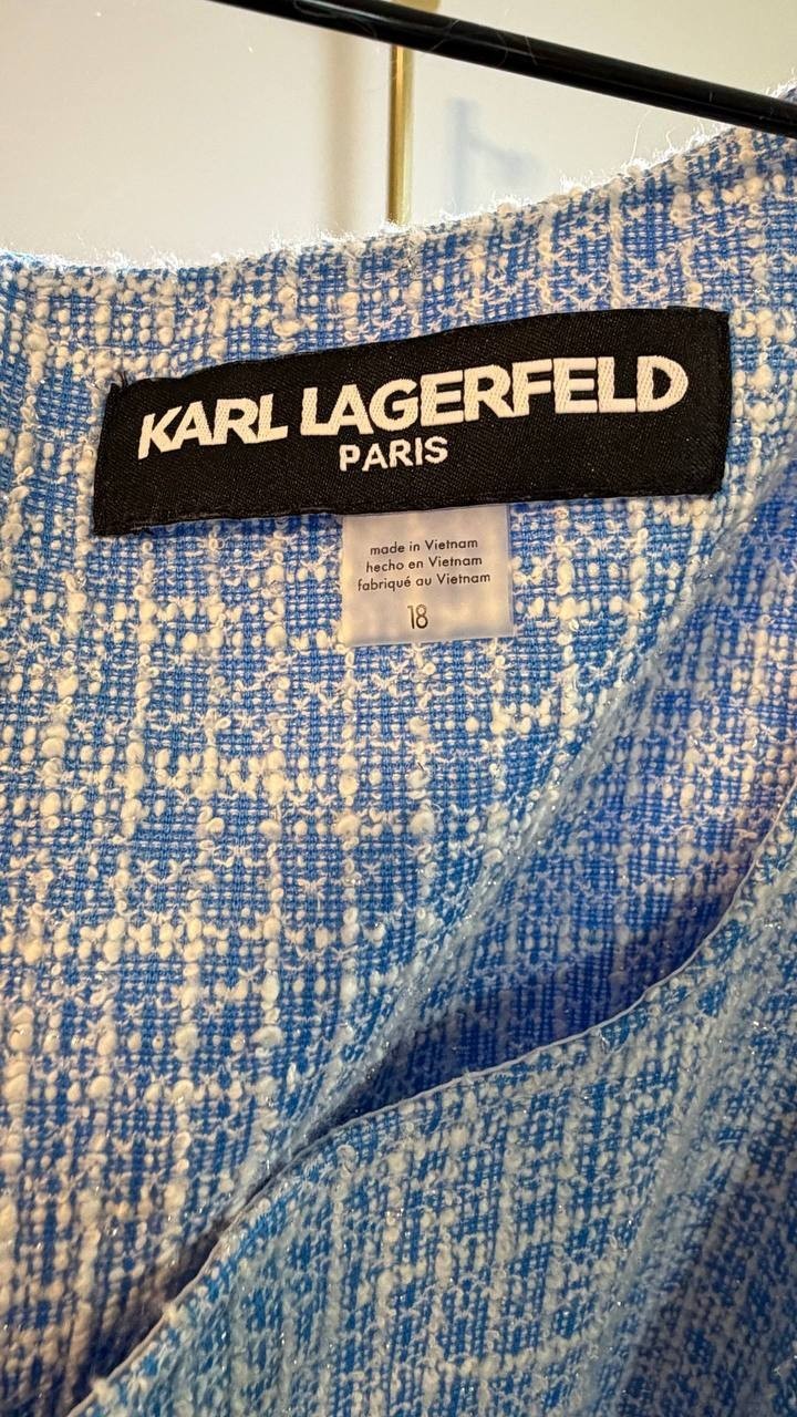 Karl Lagerfeld Paris Women’s Tweed Dress Blue Size 18 NWT $149