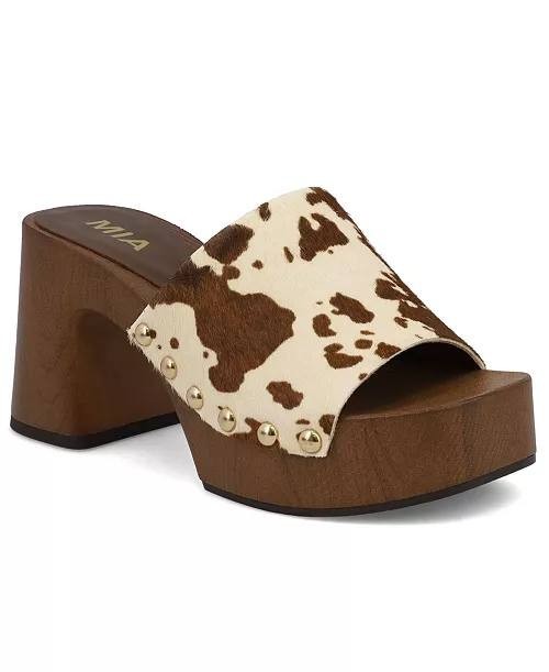 MIA  Platform  Block  Heel  Sandals  Brown Cow  9.5M  New  $80