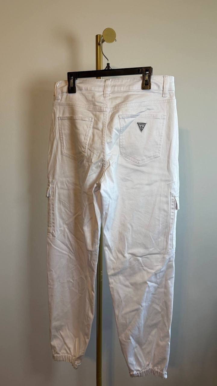 Guess Juno Cargo Joggers White 26x28 Super High Rise NWT $148
