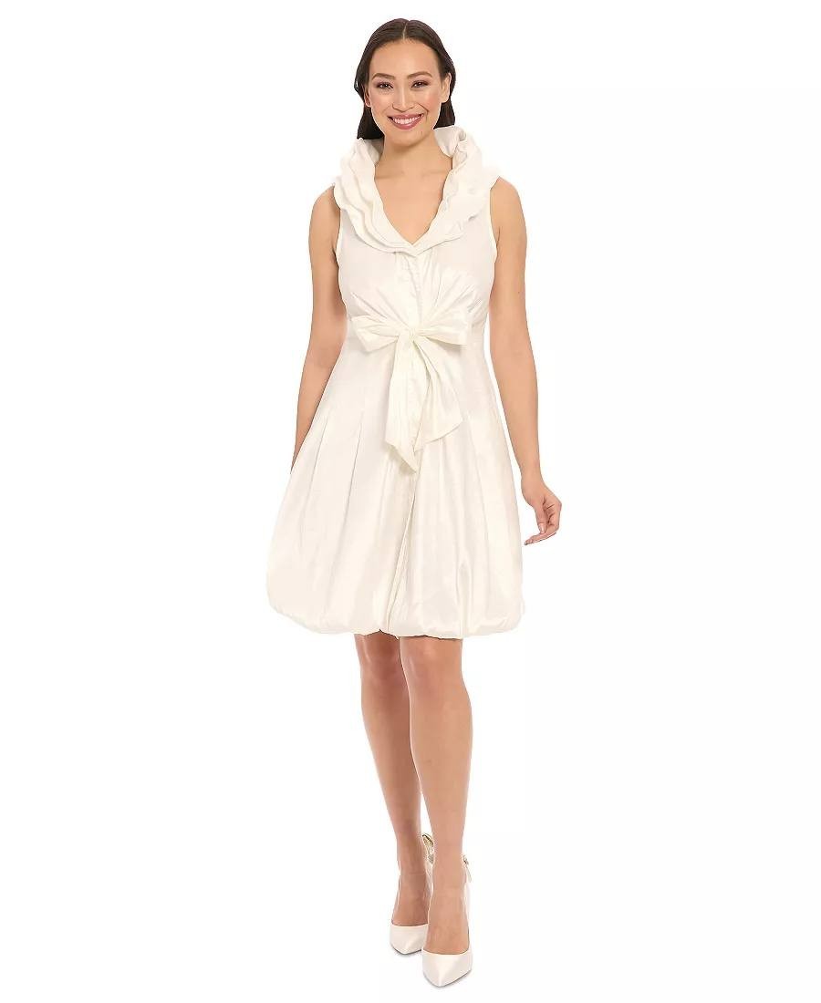 Ivy +Blu Triple‑Collar Tie‑Front Dress White size10 NWT Statement Style msrp$119